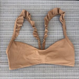 Boys + Arrow Light Brown Ruffle Bikini Top